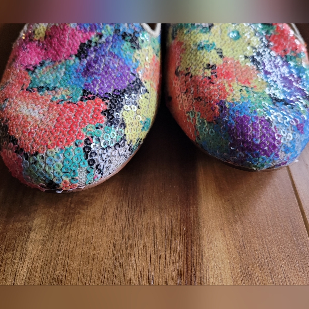 DV by Dolce Vita Hanna Botanical Sequin Loafers Multicolor Sparkle Flats Size 8. - Picture 6 of 10